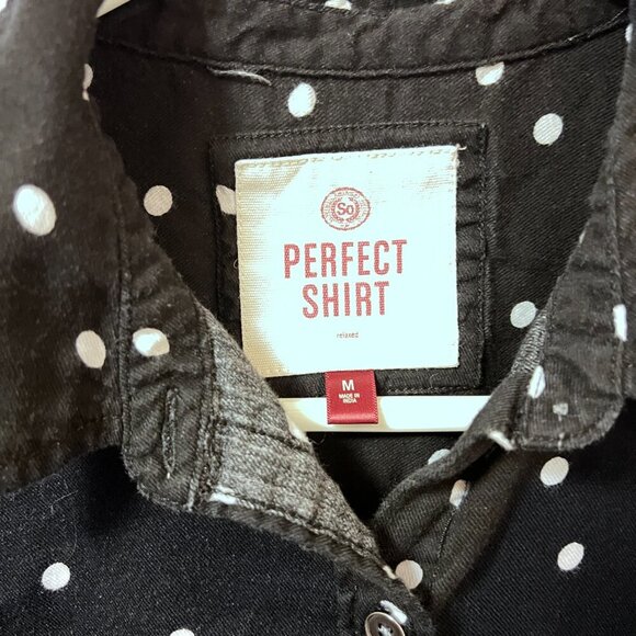 SO - Perfect Shirt - Black w/ White Polka Dot Button Up - Picture 3 of 3